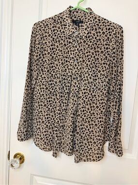J Crew Silk Leopard Print Shirt
